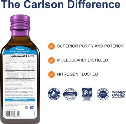 Carlson Omega 3 Noruego Dha Epa Niños +4 Años 200 Ml – imagen 2