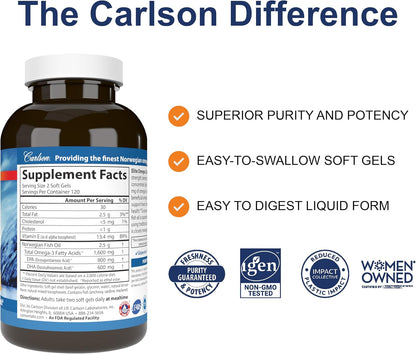 Carlson Elite Omega-3 Noruego Gems 1600 Mg Epa Dha 60 Cap – imagen 2