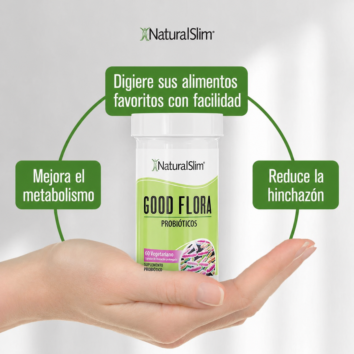 NaturalSlim Good Flora - Probióticos para la salud digestiva 60 Cápsulas – imagen 2