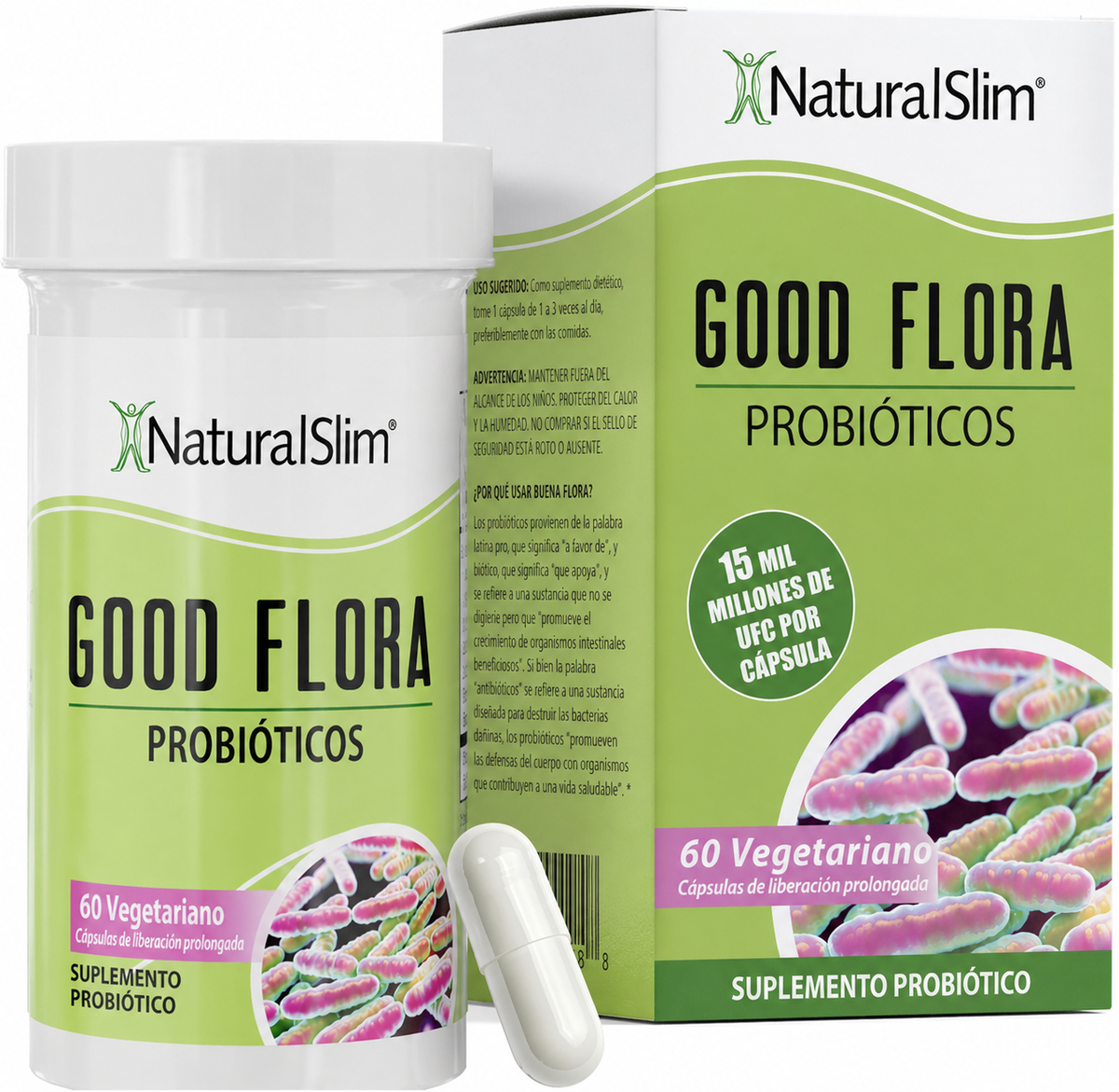 NaturalSlim Good Flora - Probióticos para la salud digestiva 60 Cápsulas – imagen 3