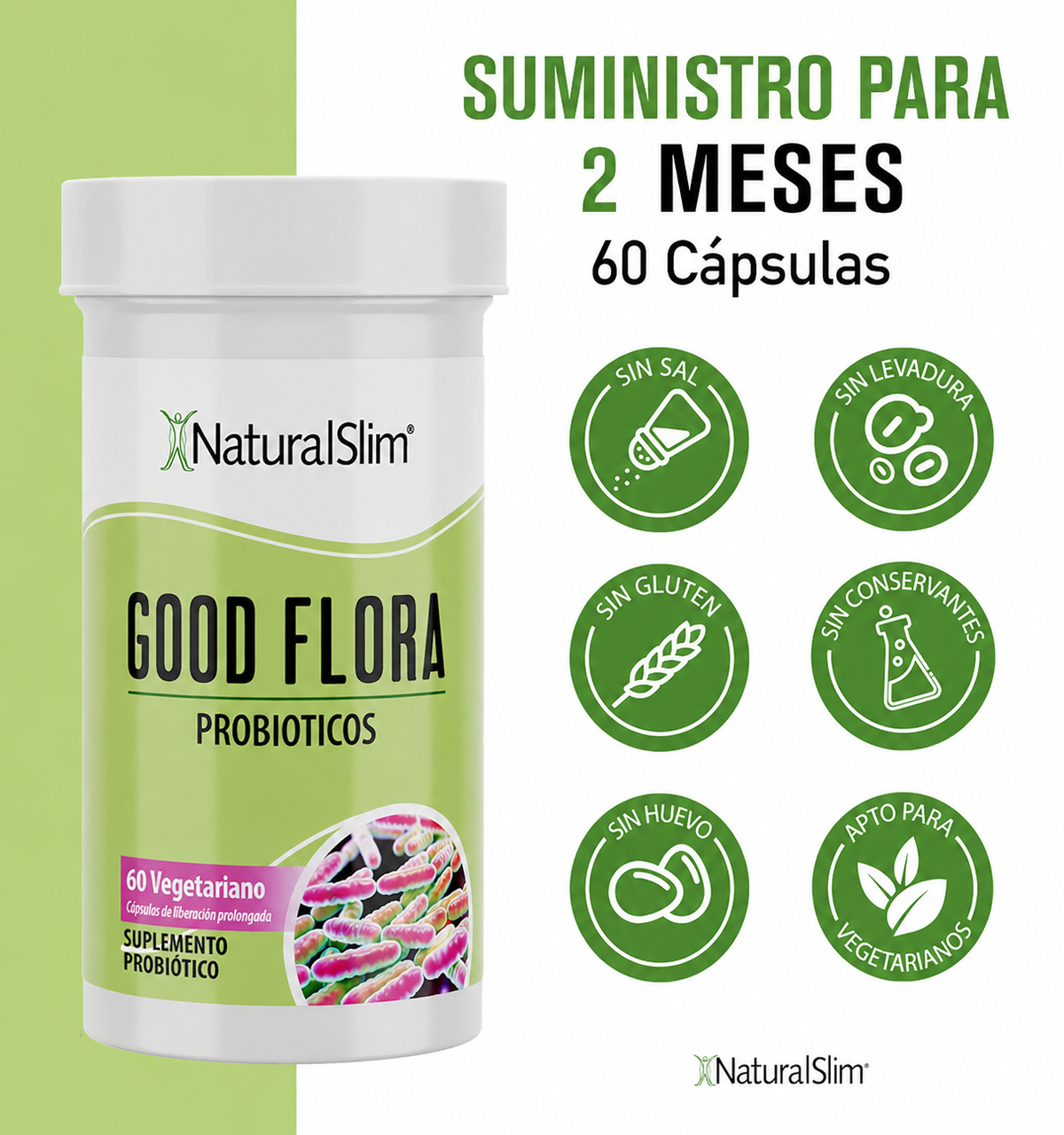 NaturalSlim Good Flora - Probióticos para la salud digestiva 60 Cápsulas – imagen 4