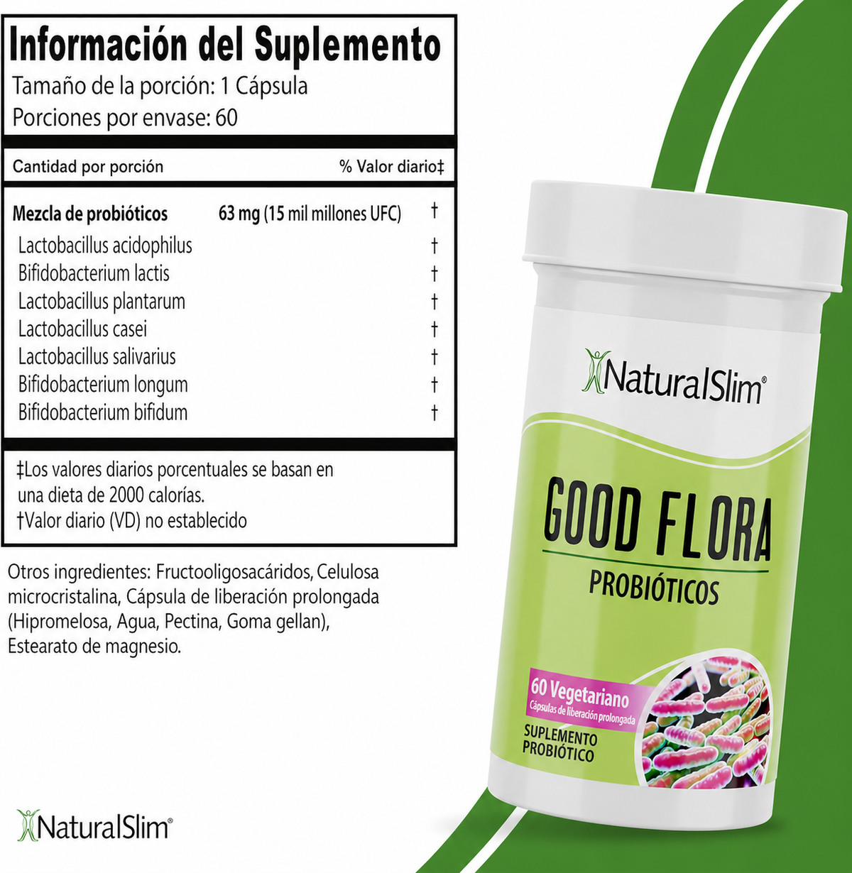 NaturalSlim Good Flora - Probióticos para la salud digestiva 60 Cápsulas – imagen 5