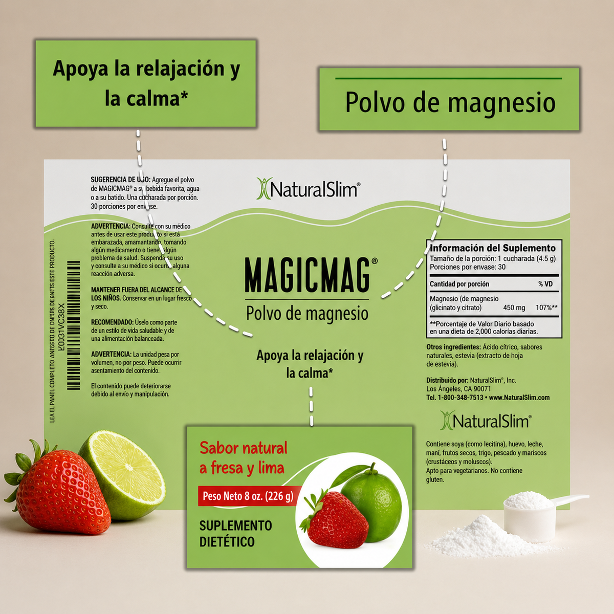 NaturalSlim Magicmag Polvo de citrato de magnesio 8 onzas – imagen 3