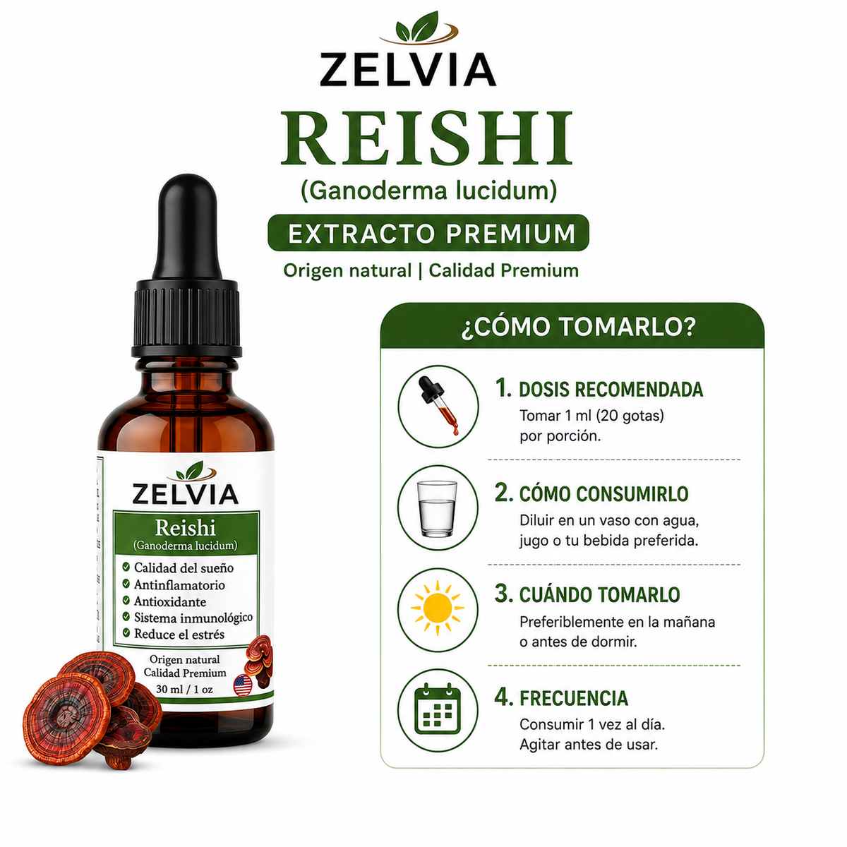 Extracto Reishi Ganoderma 30ml Extracto de Ganoderma lucidum – imagen 3