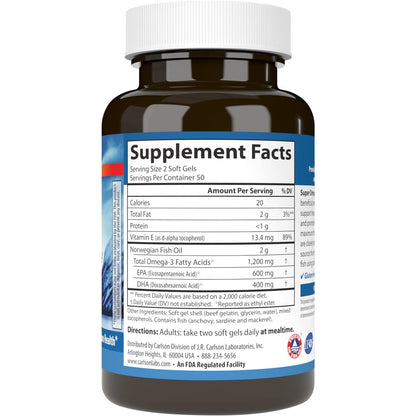 Carlson Super Omega-3 Noruego Dha Epa 1200 Mg Para +18 Años – imagen 2